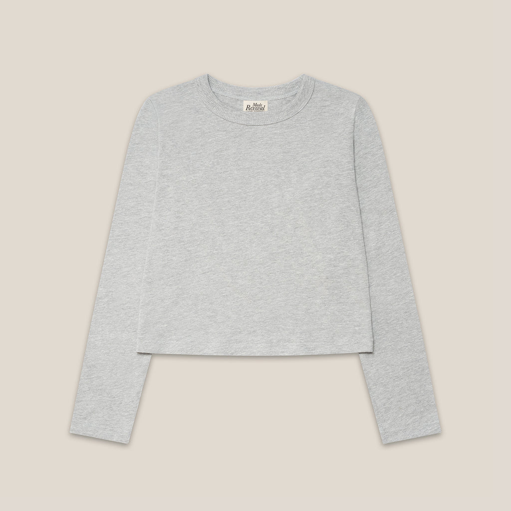 "The Topanga Tee" Long Sleeve, 100% Cotton - Grey (New)