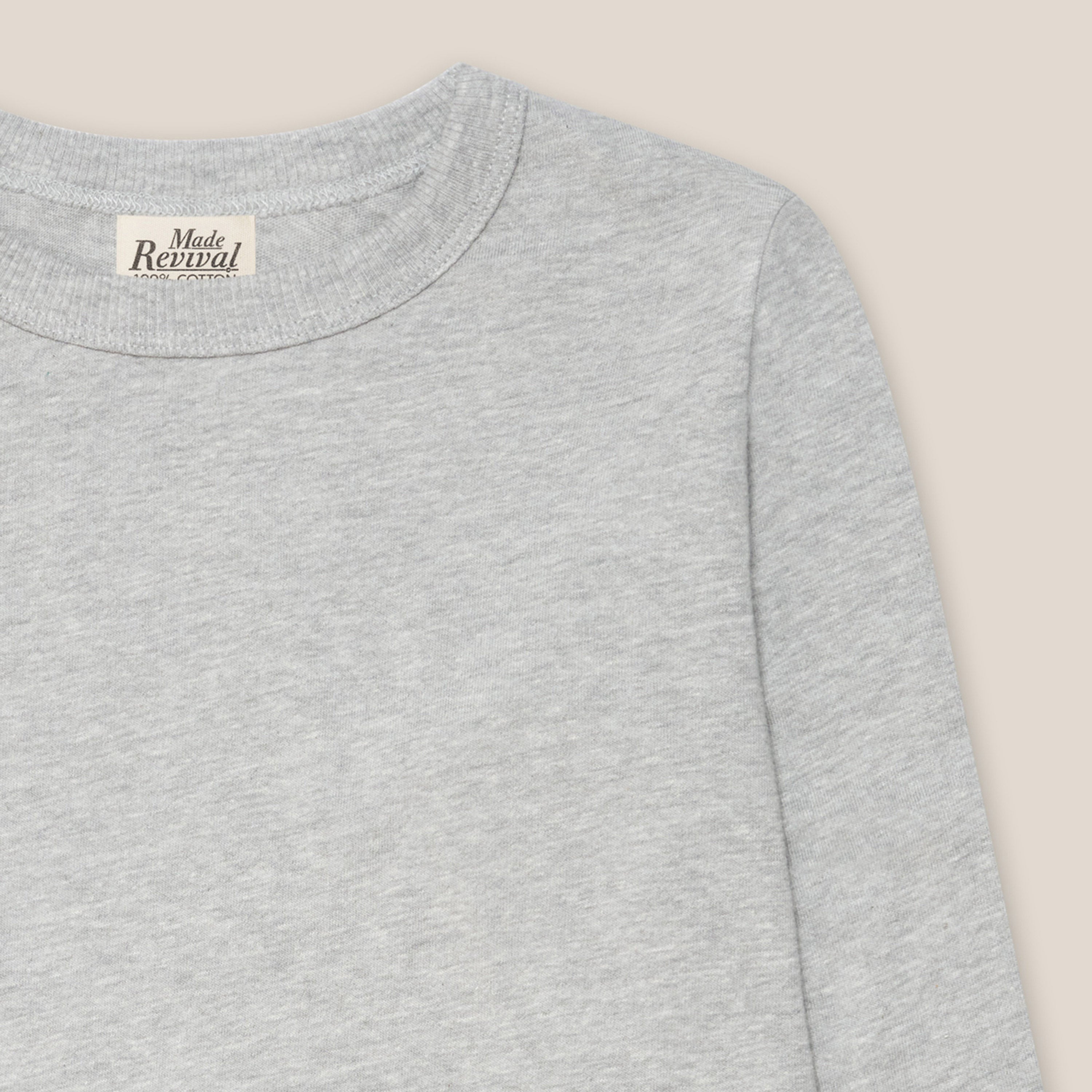 "The Topanga Tee" Long Sleeve, 100% Cotton - Grey (New)