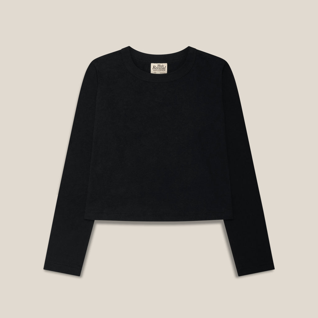 "The Topanga Tee" Long Sleeve, 100% Cotton - Black (New)