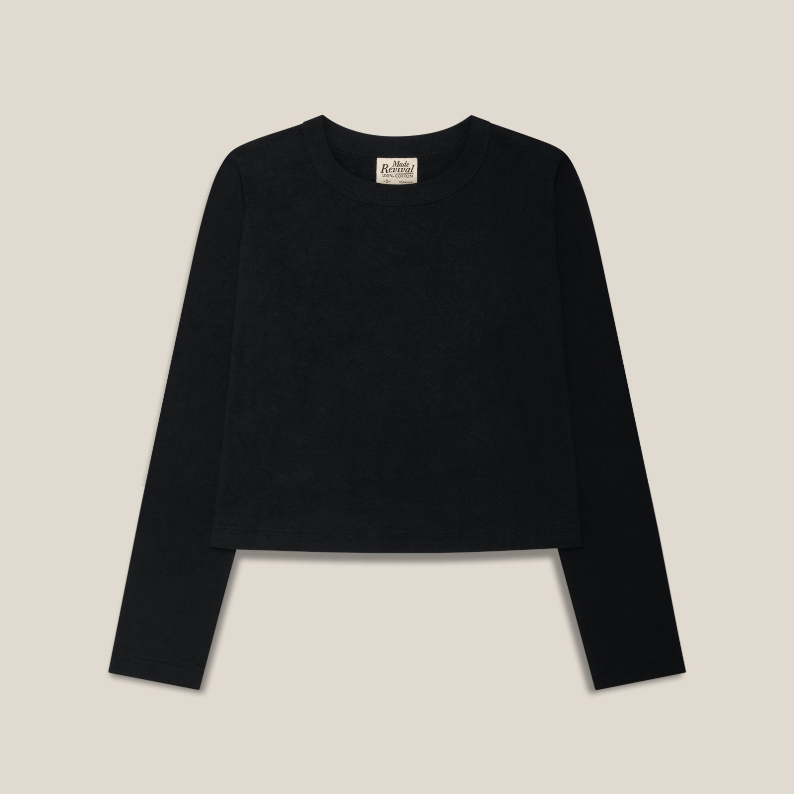 "The Topanga Tee" Long Sleeve, 100% Cotton - Black (New)
