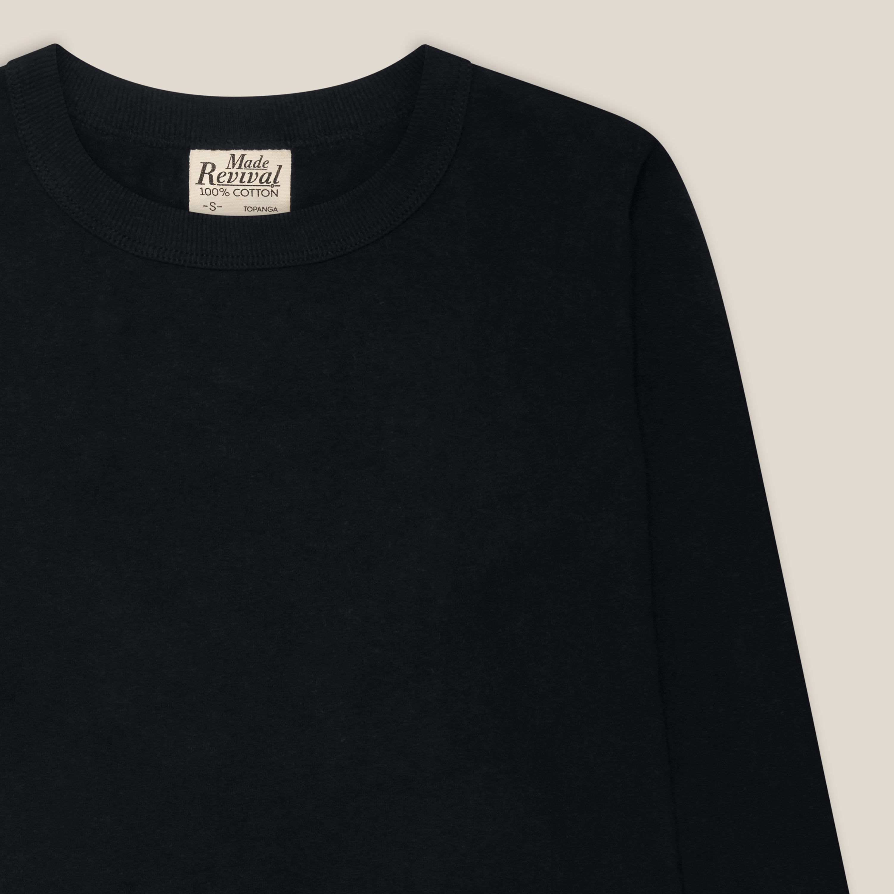 "The Topanga Tee" Long Sleeve, 100% Cotton - Black (New)