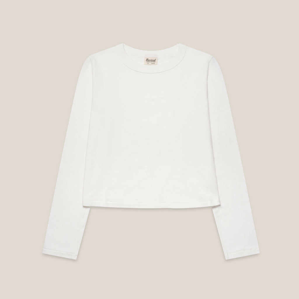 "The Topanga Tee" Long Sleeve, 100% Cotton - White