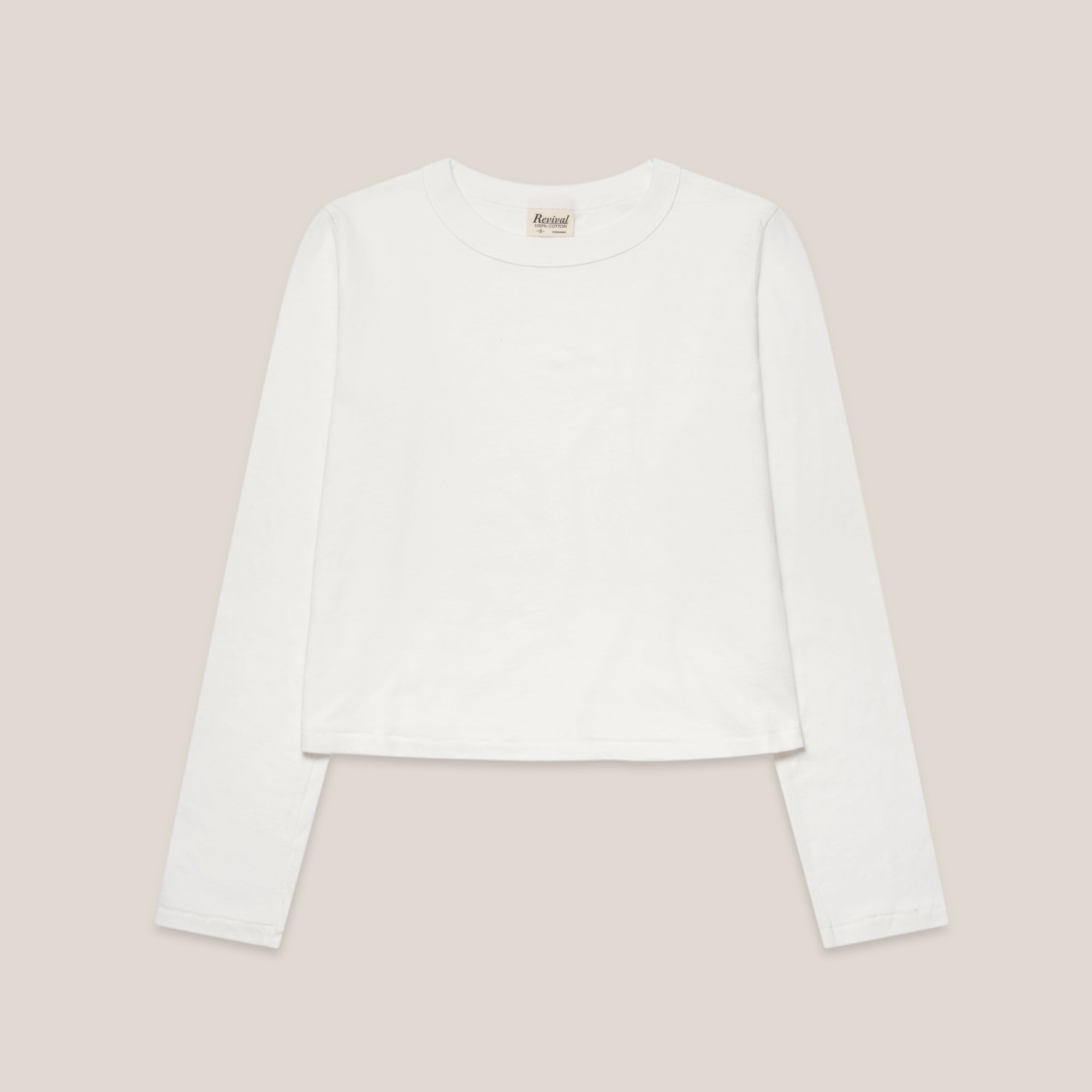 "The Topanga Tee" Long Sleeve, 100% Cotton - White