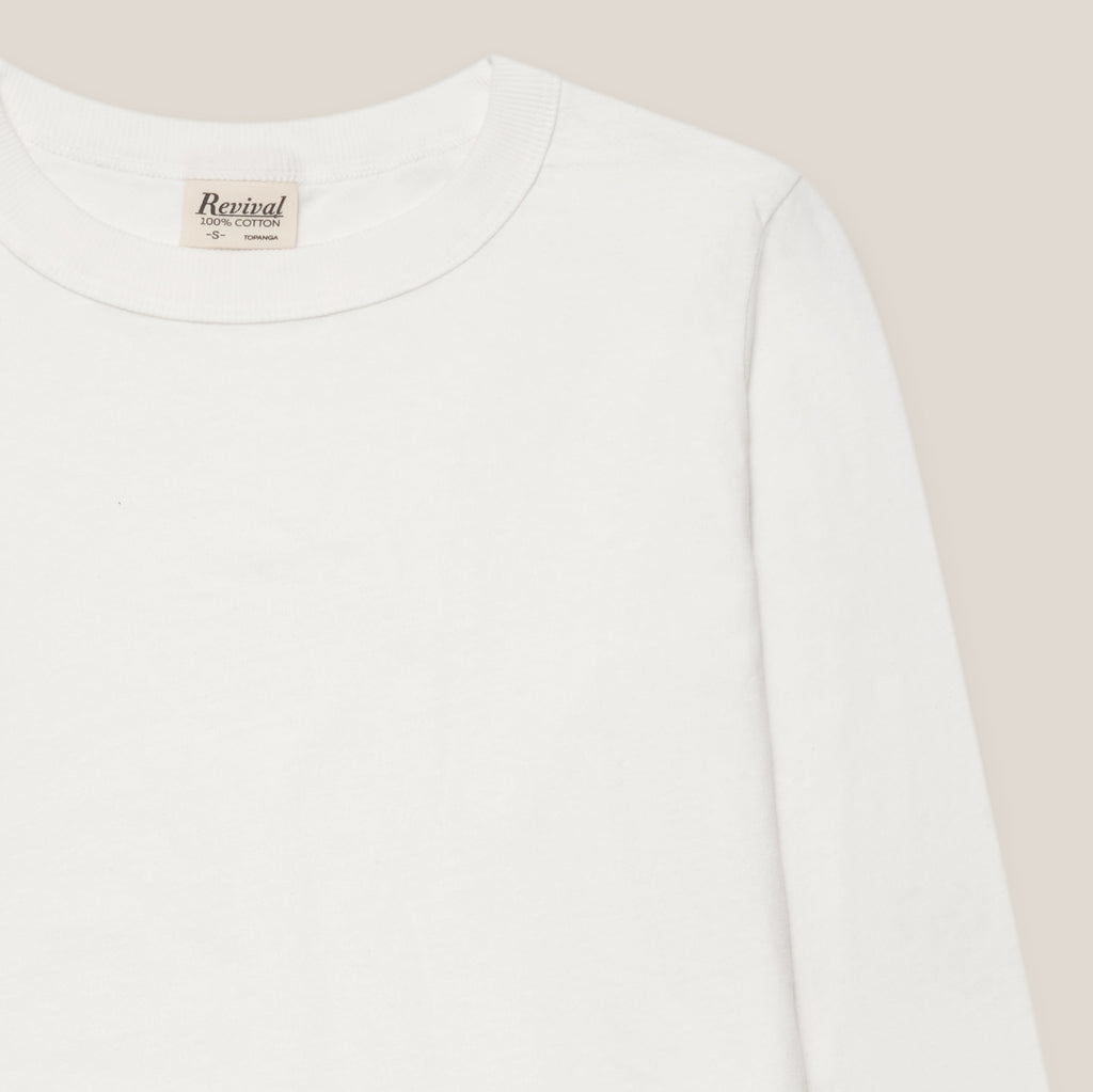 "The Topanga Tee" Long Sleeve, 100% Cotton - White