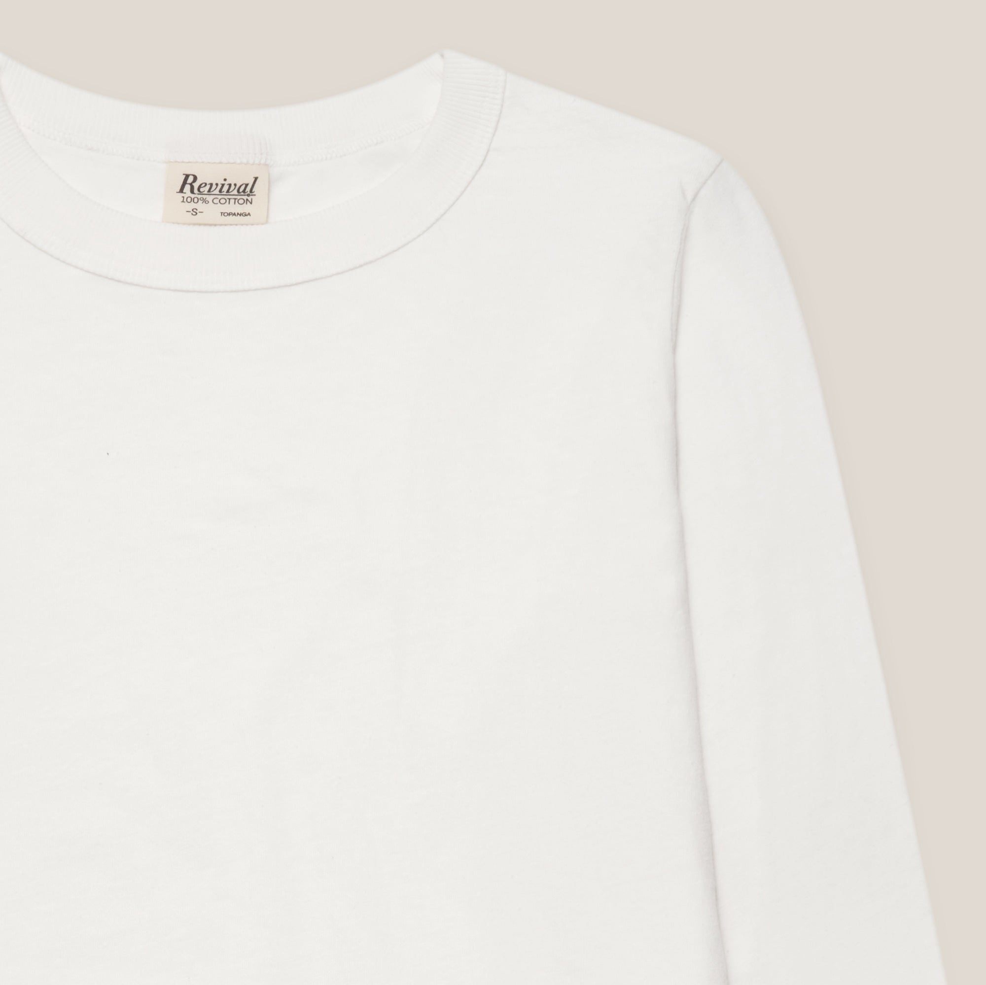 "The Topanga Tee" Long Sleeve, 100% Cotton - White